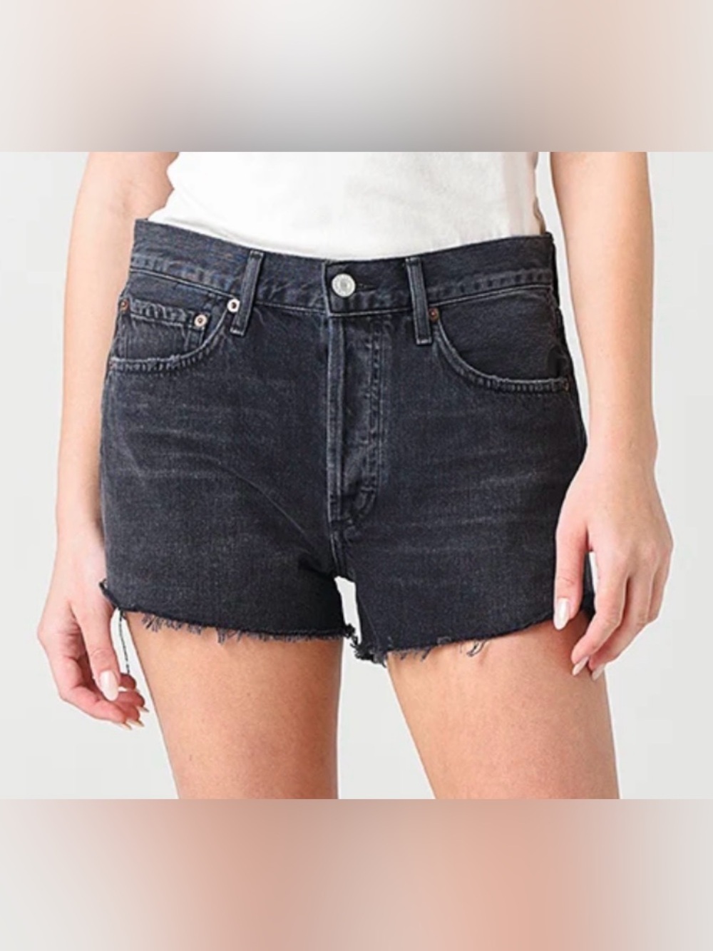 AGOLDE Parker Vintage Cut Off Shorts in Crash Black Size 27